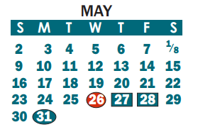 District School Academic Calendar for W P Grier Middle for May 2021