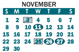 District School Academic Calendar for Lowell Elementary for November 2020