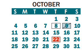 District School Academic Calendar for Brookside Elementary for October 2020