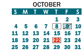 District School Academic Calendar for Mount Holly Middle for October 2020