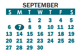 District School Academic Calendar for South Point High for September 2020