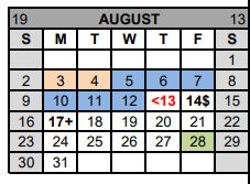 District School Academic Calendar for Gatesville J H for August 2020