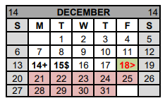 District School Academic Calendar for Gatesville H S for December 2020