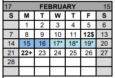 District School Academic Calendar for Gatesville J H for February 2021