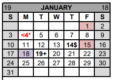 District School Academic Calendar for Gatesville J H for January 2021