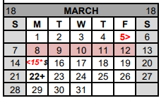 District School Academic Calendar for Gatesville J H for March 2021