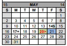 District School Academic Calendar for Gatesville Elementary for May 2021