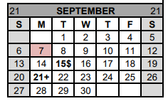 District School Academic Calendar for Gatesville Int for September 2020