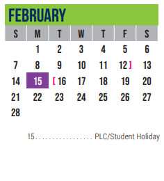 District School Academic Calendar for Excel Academy (murworth) for February 2021
