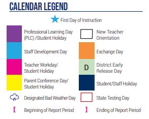 District School Academic Calendar Legend for Excel Academy (murworth)
