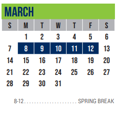 District School Academic Calendar for Excel Academy (murworth) for March 2021