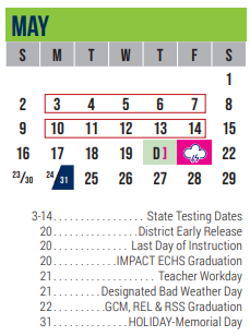 District School Academic Calendar for Lorenzo De Zavala Elementary for May 2021