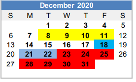 District School Academic Calendar for Graham J H for December 2020