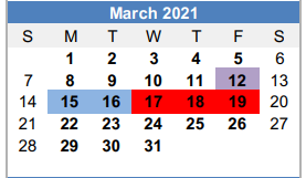 District School Academic Calendar for Woodland El for March 2021