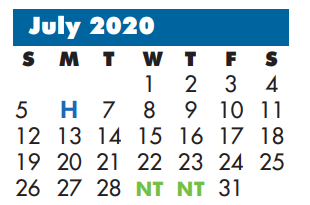 District School Academic Calendar for Lamar Alternative Education Program for July 2020