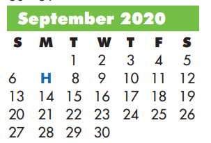 District School Academic Calendar for So Grand Prairie H S for September 2020