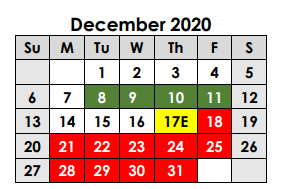 District School Academic Calendar for Alter Learning Ctr for December 2020