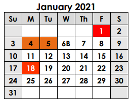 District School Academic Calendar for Groesbeck Middle for January 2021