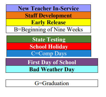 District School Academic Calendar Legend for Limestone County Juvenile Detentio