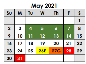 District School Academic Calendar for Alter Learning Ctr for May 2021