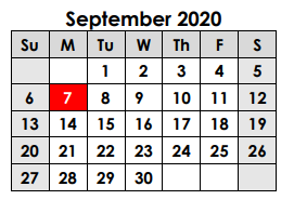 District School Academic Calendar for Groesbeck Middle for September 2020