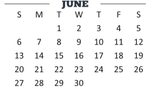 District School Academic Calendar for Moises Vela Middle School for June 2021