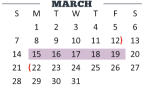 District School Academic Calendar for Bowie Elementary for March 2021