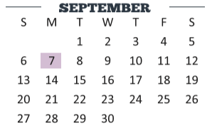 District School Academic Calendar for Cameron Co J J A E P for September 2020