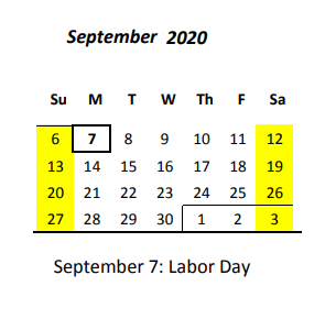 District School Academic Calendar for Kapolei Middle School for September 2020