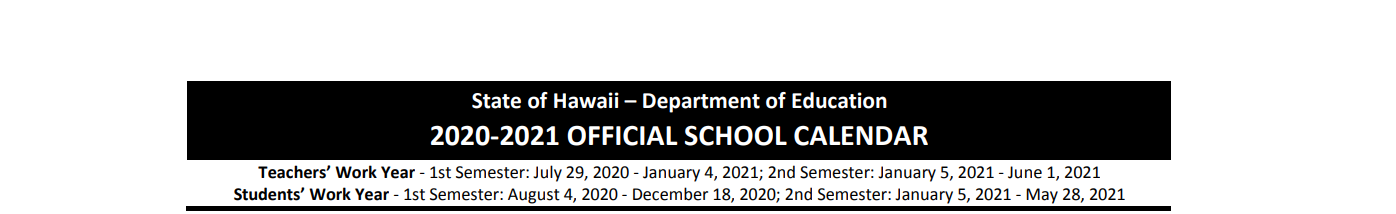 District School Academic Calendar for Kula Aupuni Niihau A Kahelelani Aloha - New Centur