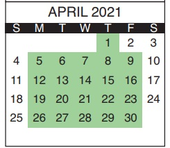 District School Academic Calendar for Suncoast Elementary School for April 2021