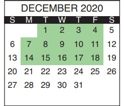 District School Academic Calendar for D. S. Parrott Middle School for December 2020