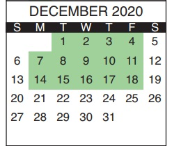 District School Academic Calendar for Central High School-adult Education for December 2020