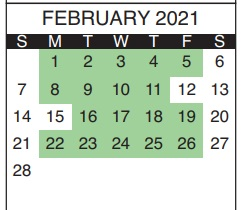 District School Academic Calendar for D. S. Parrott Middle School for February 2021