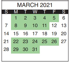 District School Academic Calendar for D. S. Parrott Middle School for March 2021