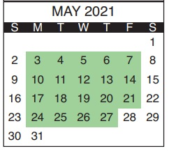 District School Academic Calendar for D. S. Parrott Middle School for May 2021