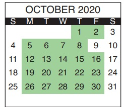 District School Academic Calendar for Frank W. Springstead High School for October 2020