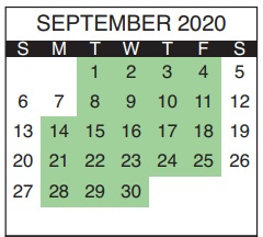 District School Academic Calendar for D. S. Parrott Middle School for September 2020