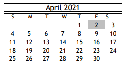 District School Academic Calendar for Rebuild Hisd Campus for April 2021