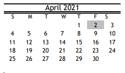 District School Academic Calendar for Eliot Elementary for April 2021