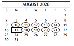 District School Academic Calendar for Rebuild Hisd Campus for August 2020