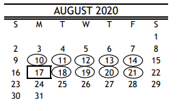 District School Academic Calendar for Briargrove Elementary for August 2020