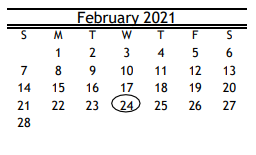 District School Academic Calendar for Bonham/neff/white/sharpstown for February 2021