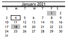 District School Academic Calendar for Rebuild Hisd Campus for January 2021