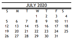 District School Academic Calendar for Rebuild Hisd Campus for July 2020