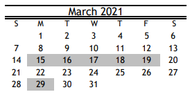 District School Academic Calendar for Rebuild Hisd Campus for March 2021