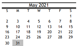 District School Academic Calendar for Shadowbriar Elementary for May 2021