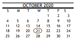 District School Academic Calendar for Rebuild Hisd Campus for October 2020