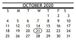 District School Academic Calendar for Woodson Middle for October 2020