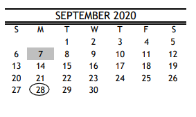 District School Academic Calendar for Field Elementary for September 2020